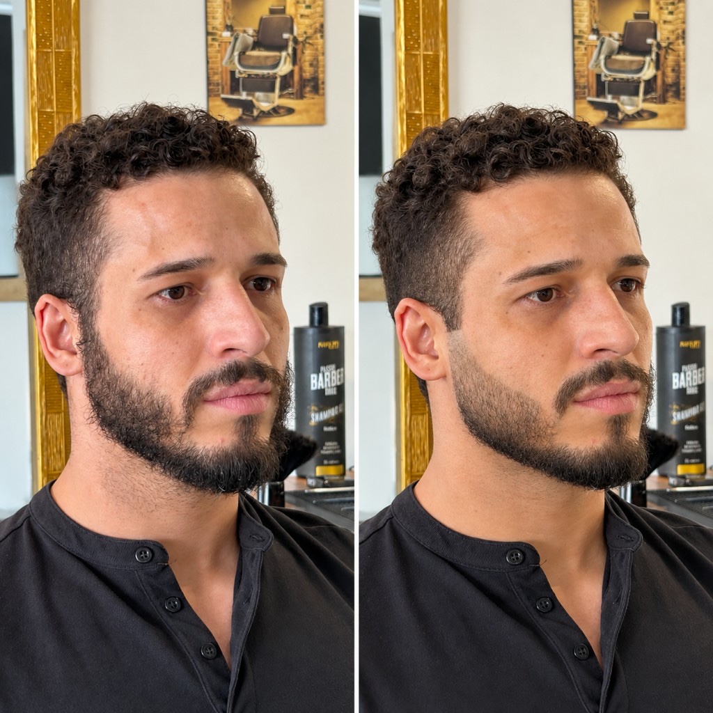 FERAT BARBER curly fringe and beard before and after transformation