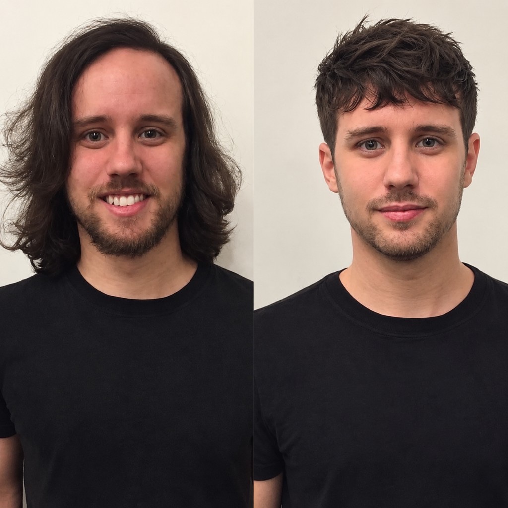 FERAT BARBER long hair to short haircut before and after transformation