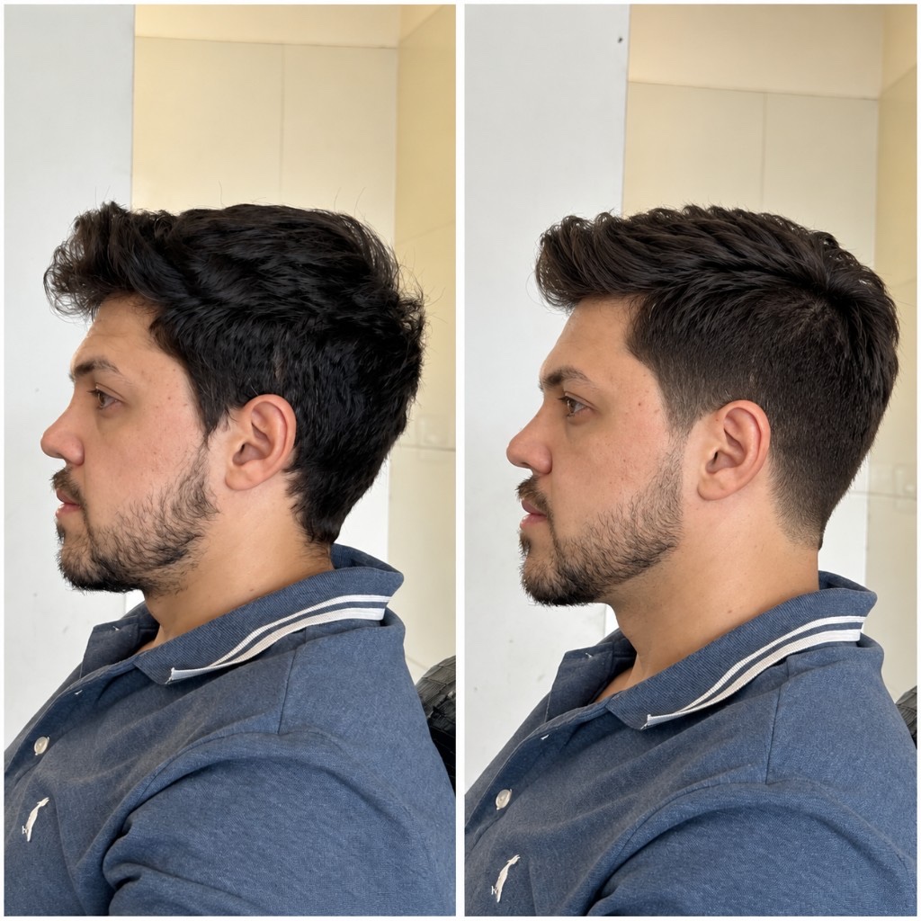 FERAT BARBER straight hair before and after transformation